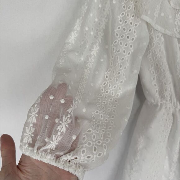 Express Romper Womens Large White Eyelet Ruffle Coquette Cottagecore Soft Girl - Picture 5 of 15